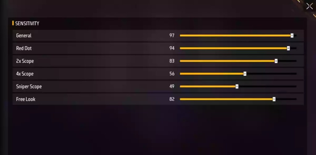 Free fire sensitivity