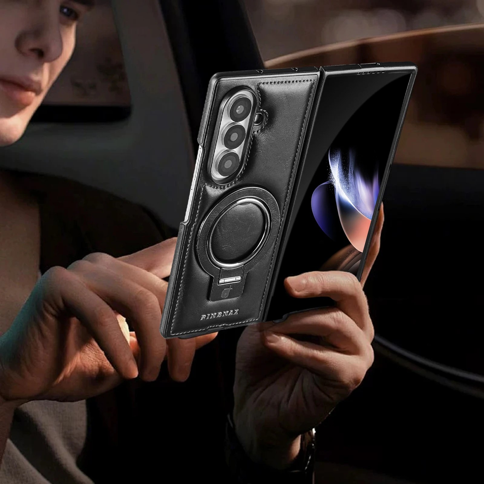 Samsung Galaxy Z Fold 8 Business Leather Case with Ring Stand | Wholesale
