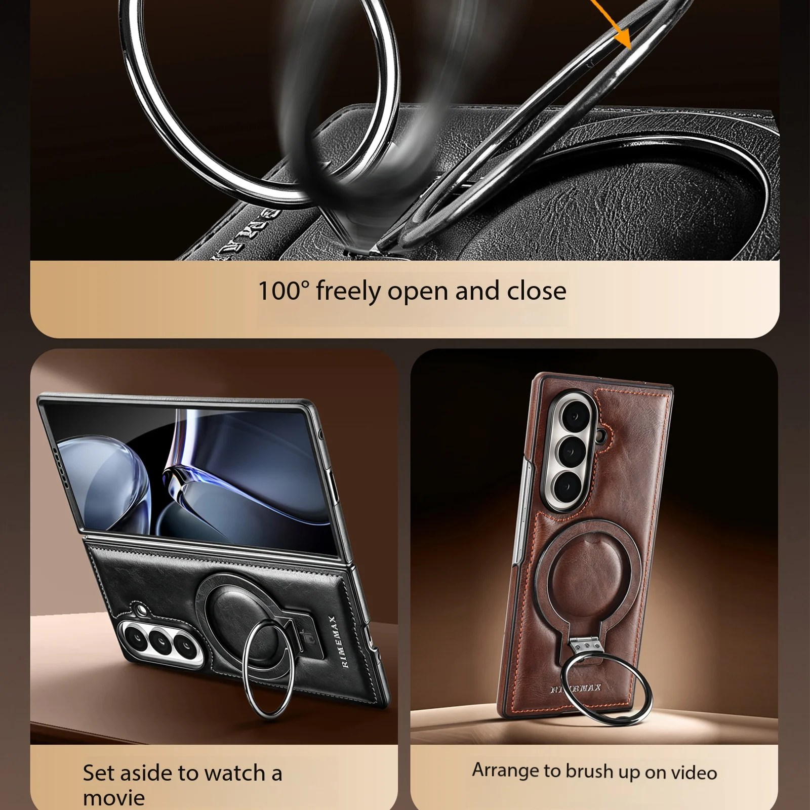 Samsung Galaxy Z Fold 8 Business Leather Case with Ring Stand | Wholesale