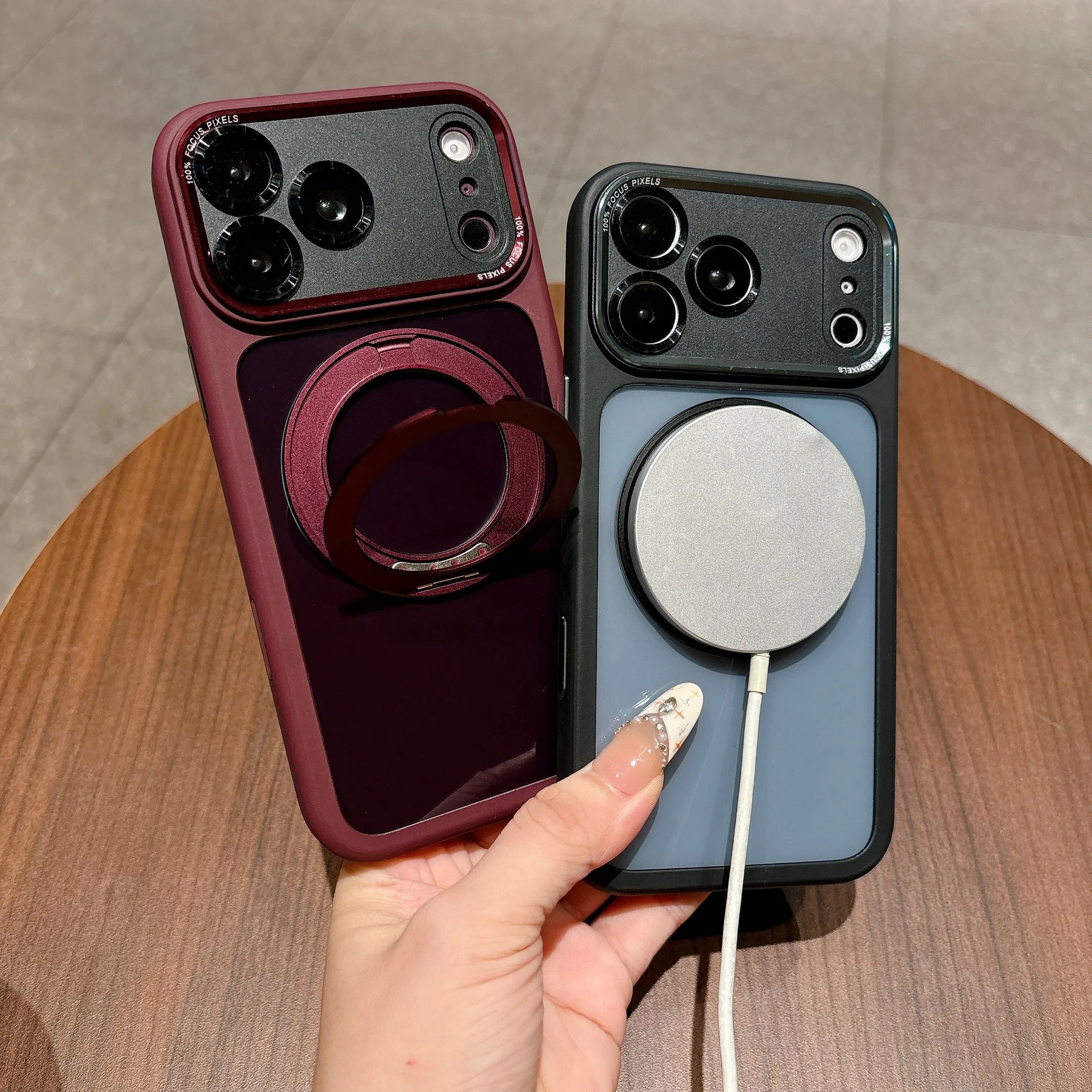 iPhone 18 Pro Semi-Transparent Magnetic Ring Stand Case | Wholesale