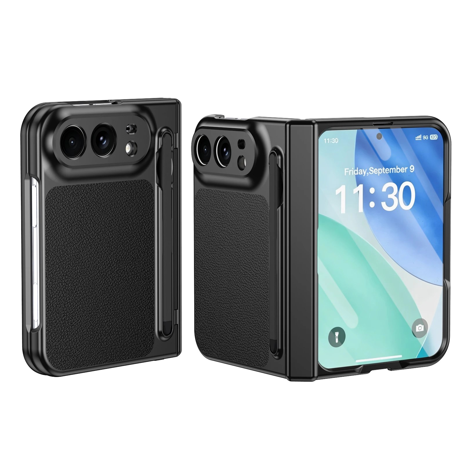 iPhone Duo leather case with stylus electroplated hinge