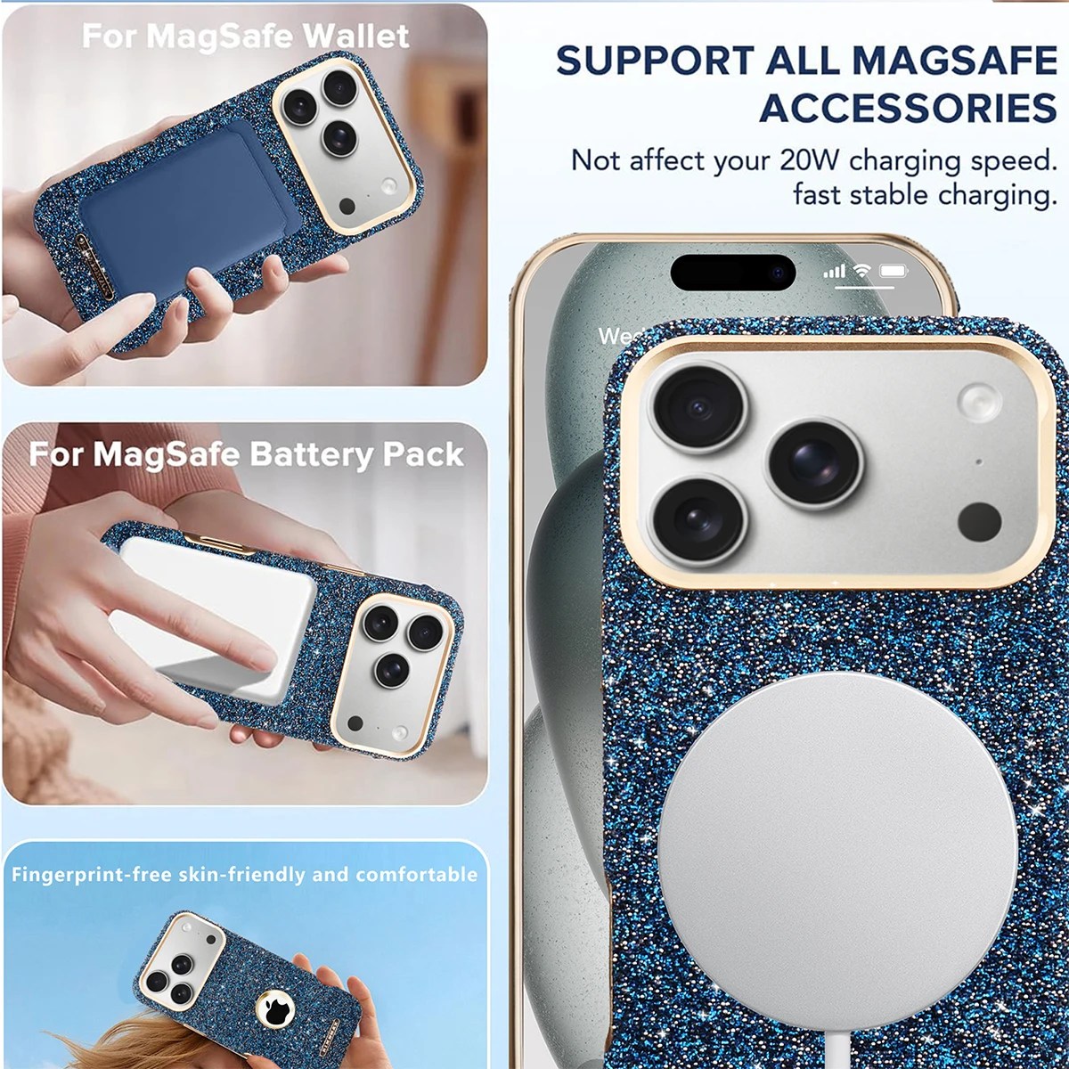 iPhone Luxury Glitter Sparkle MagSafe Crystal Case | Wholesale