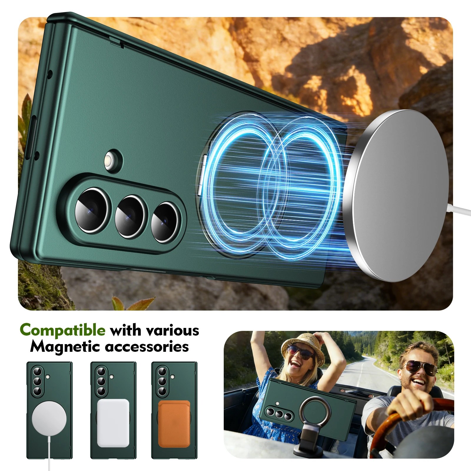 Samsung Galaxy Z Fold 8 Magnetic Matte Case with 360 Ring Stand | Wholesale
