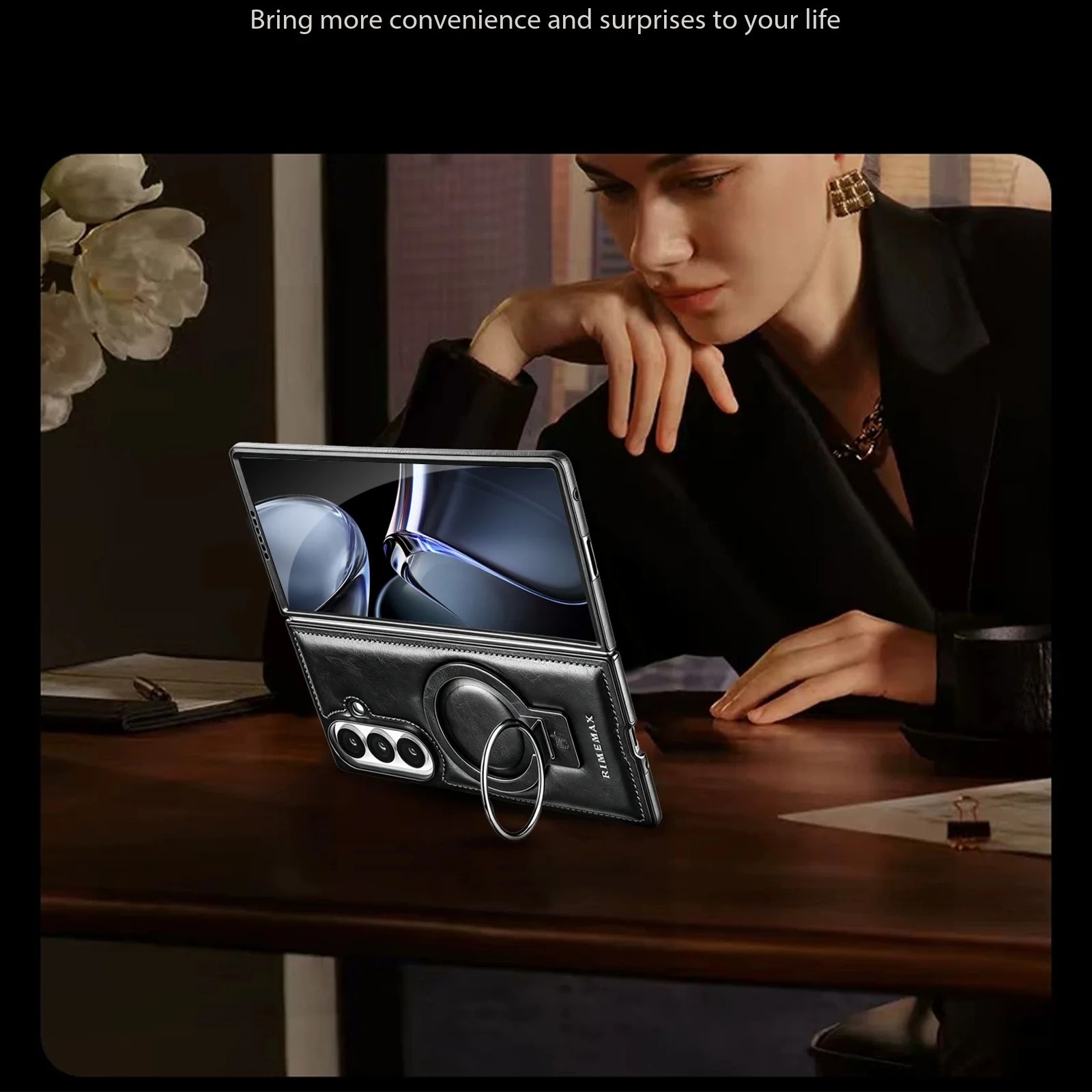 Samsung Galaxy Z Fold 8 Business Leather Case with Ring Stand | Wholesale