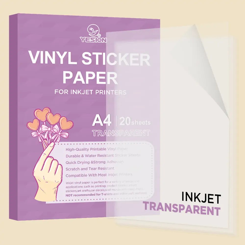 Printable transparent vinyl sticker paper