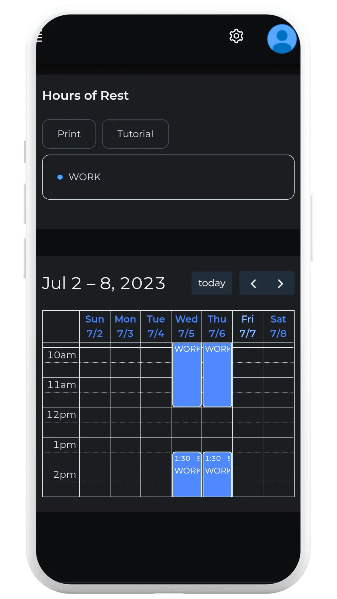 HOURS OF REST mobile