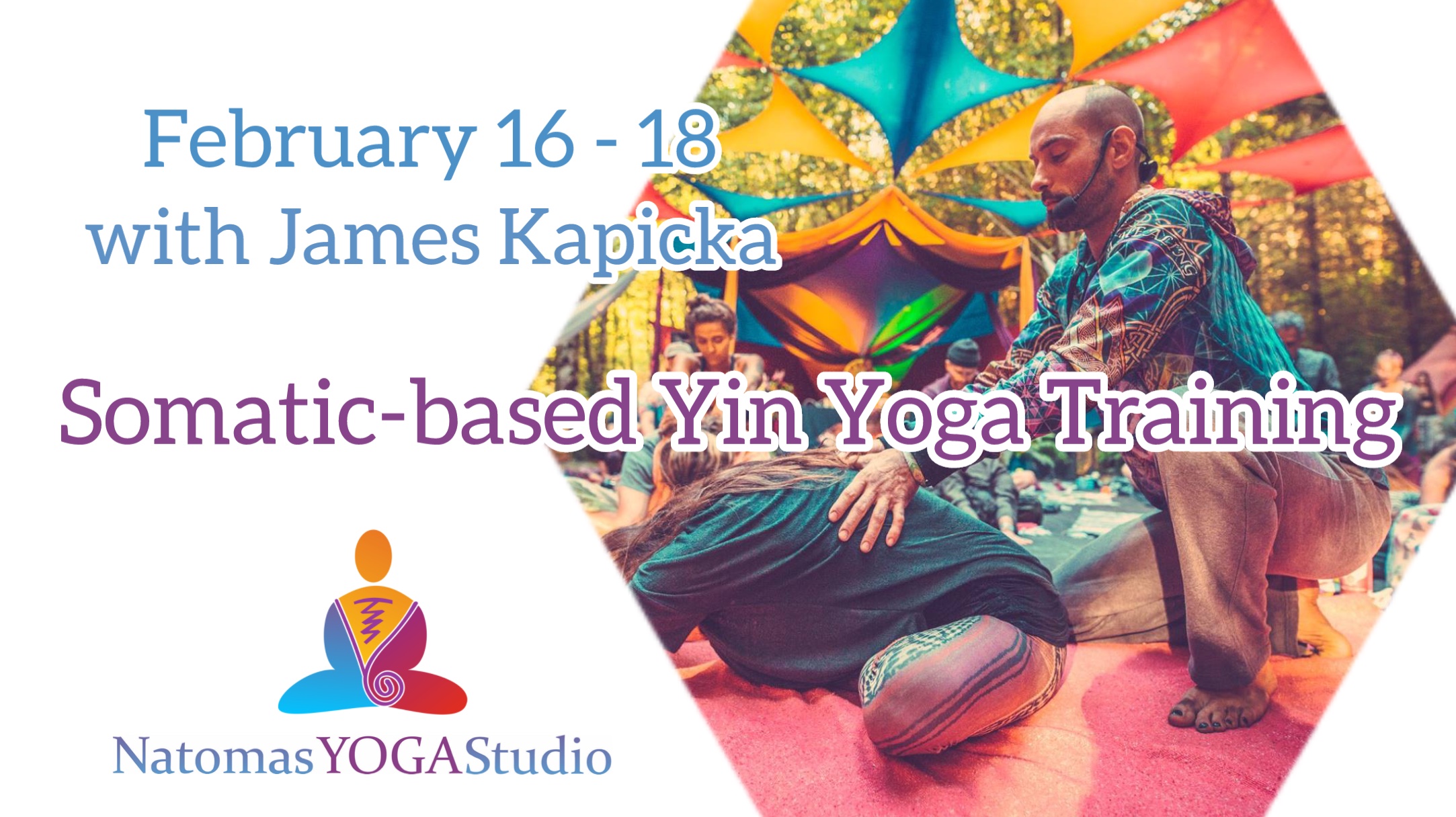 Flyer for Somatic-Based Yin Yoga Training with James Kapicka at Natomas Yoga Studio.