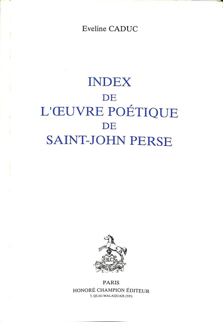 サン・ジョン・ベルスの詩的な作品のインデックス(仏） INDEX DE L