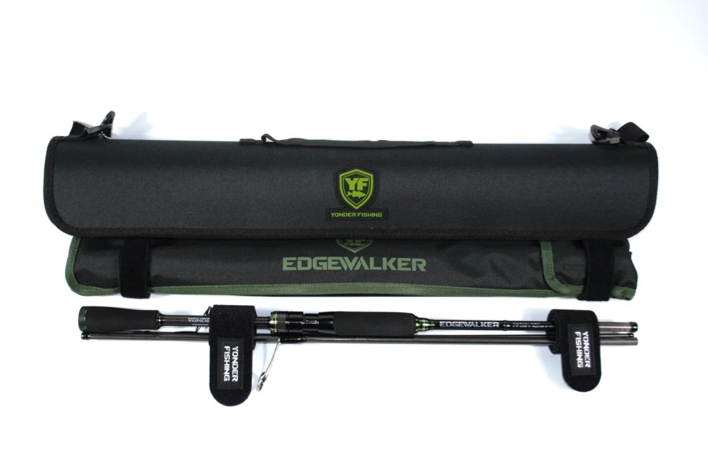 EdgeWalker 66MHT travel rod with hard case, soft bag, and rod ties