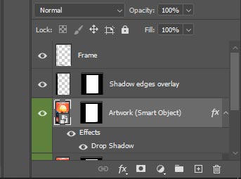 Photoshop layers panel, with Smart Object layer example highlighted.