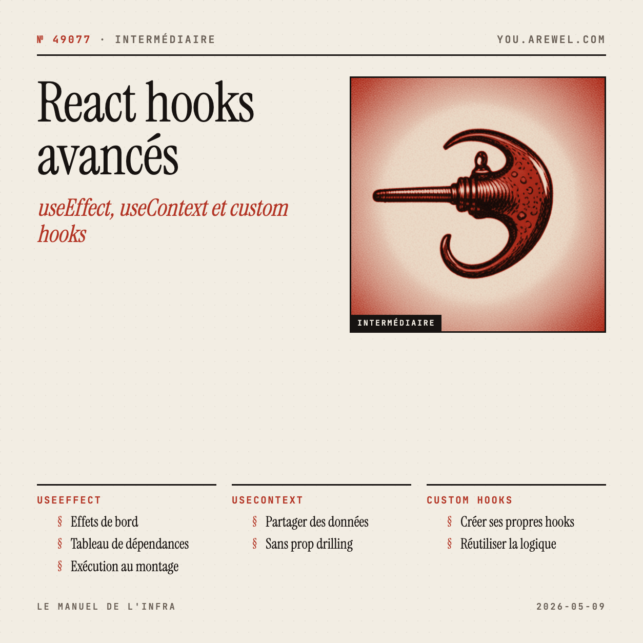 React Hooks avancés : useEffect, useContext, et custom hooks