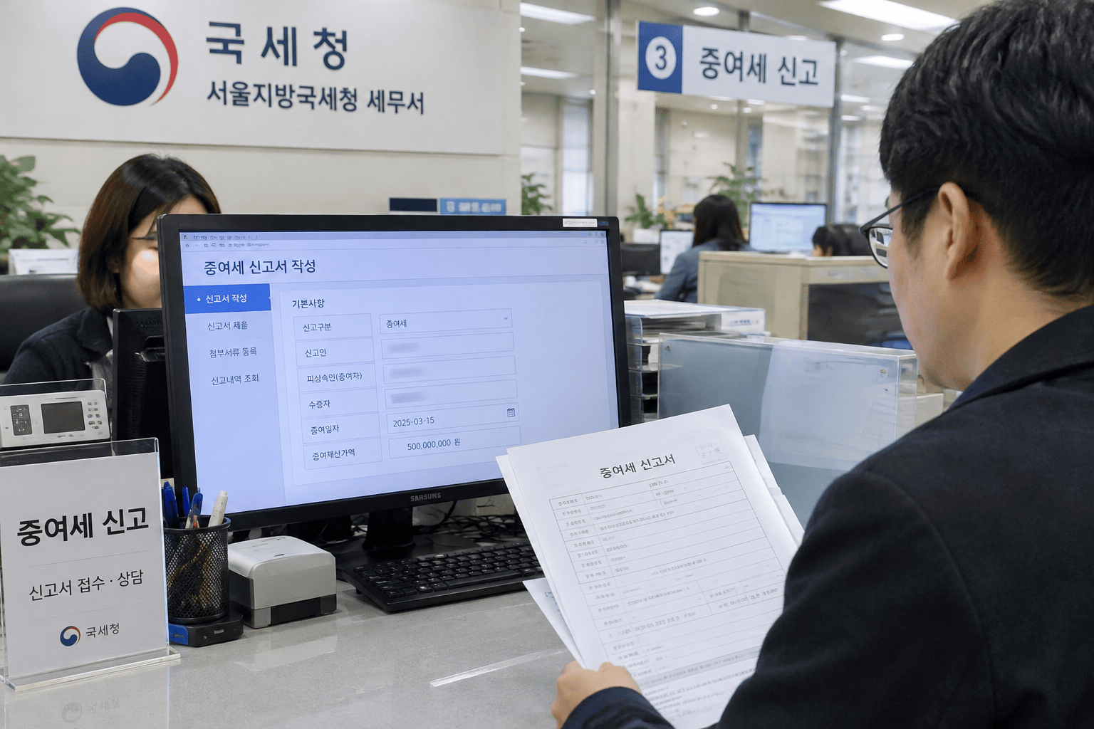 증여세 신고 절차를 나타내는 사진