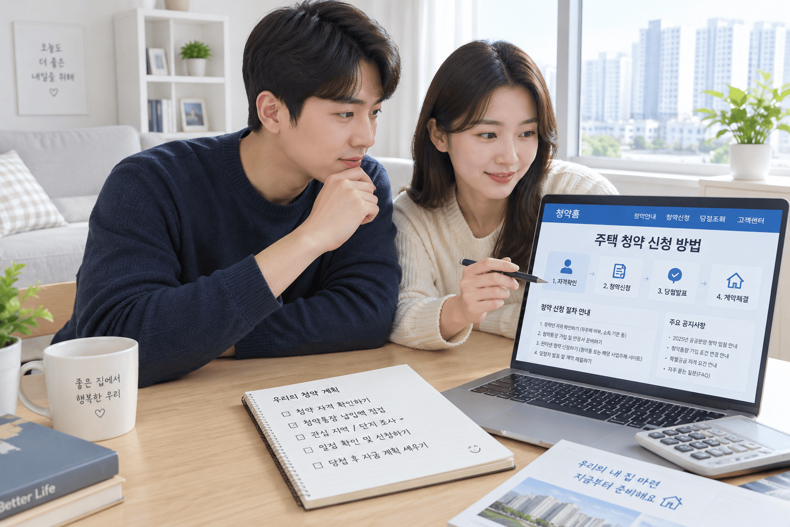 청약 신청 준비를 하는 젊은 부부