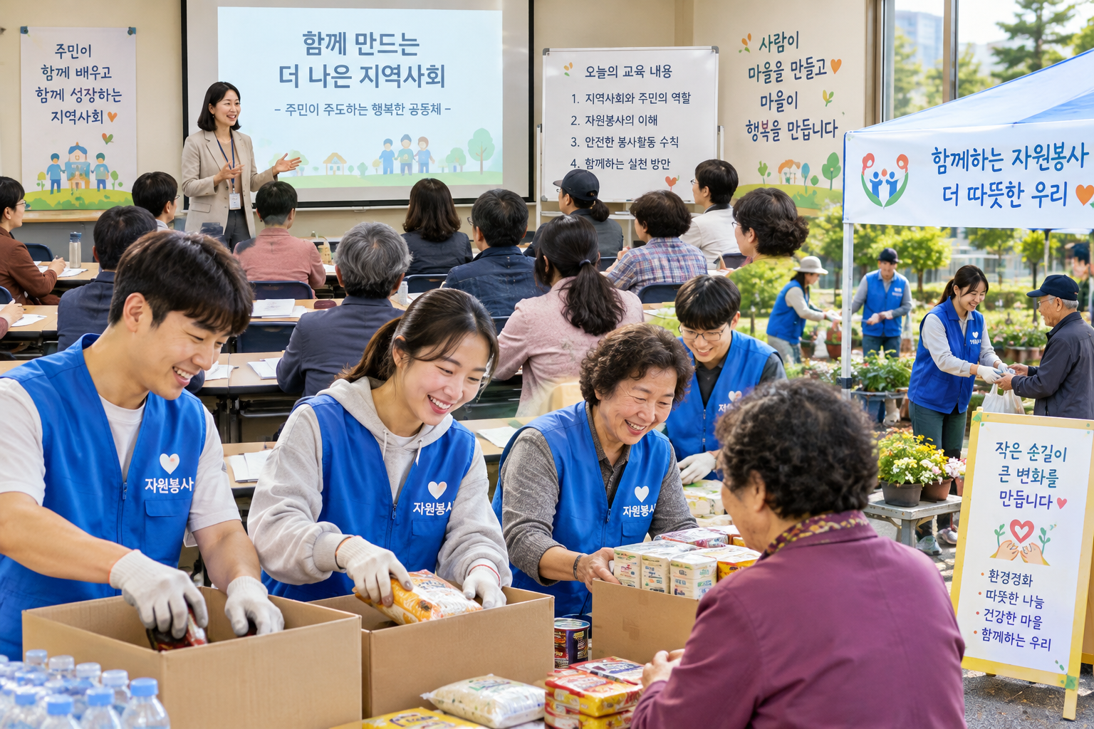 주민 교육과 자원봉사자 모임 모습