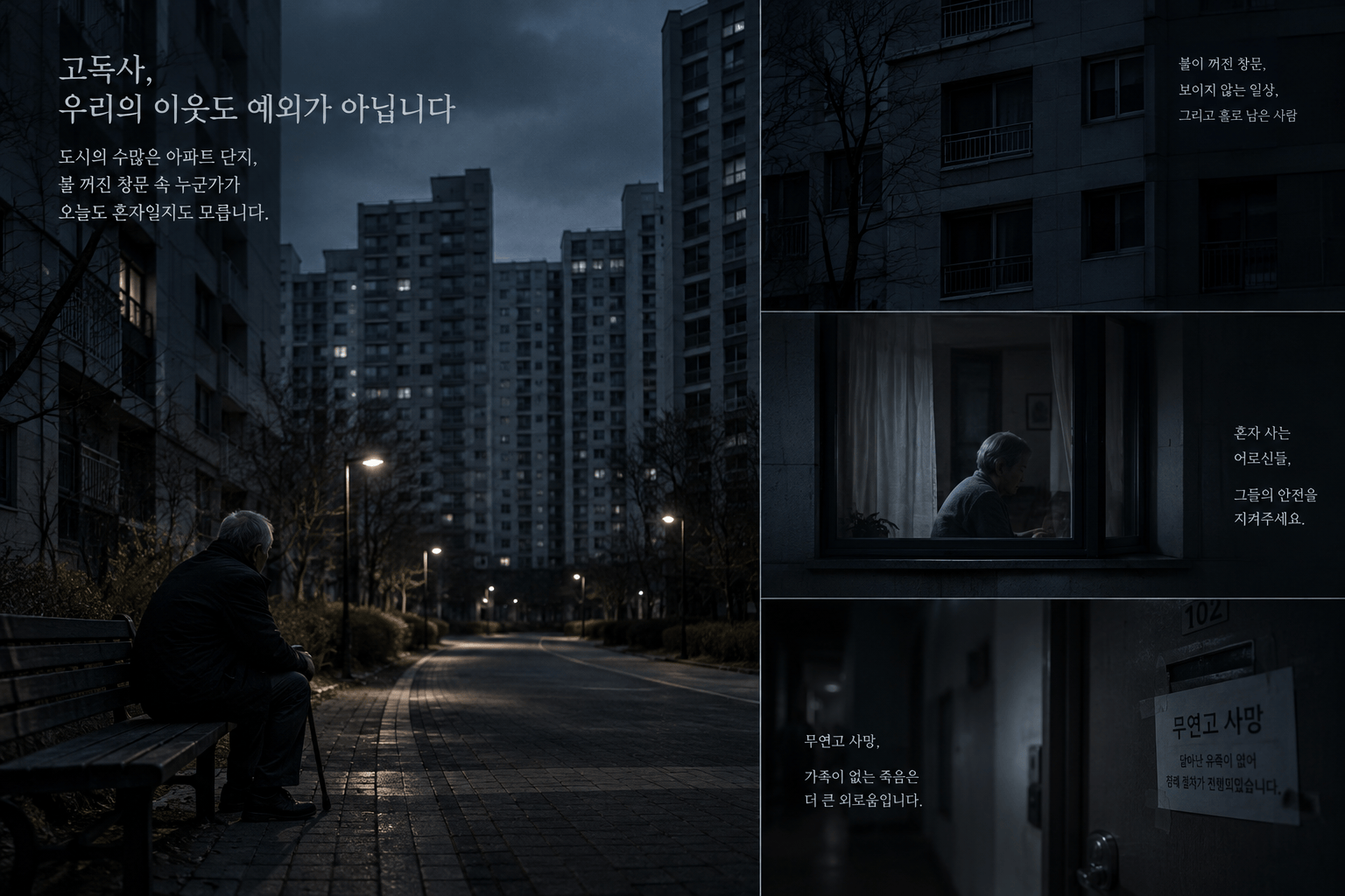 도시 아파트에서 고독 위험에 처한 홀로 사는 노인 모습