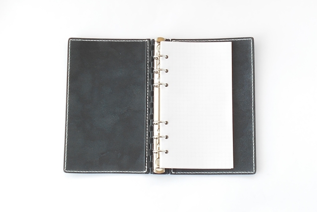 バイブル レザー蝶番のシステム手帳 Navy 1