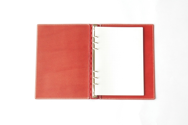 A5 レザー蝶番のシステム手帳 Red 1