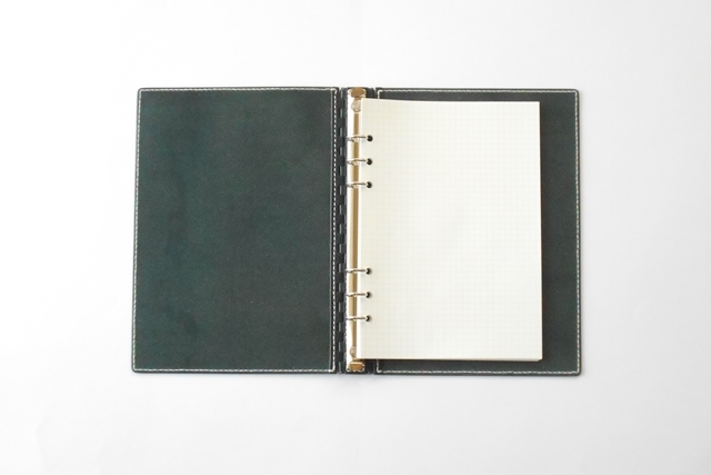 A5 レザー蝶番のシステム手帳 Navy 1