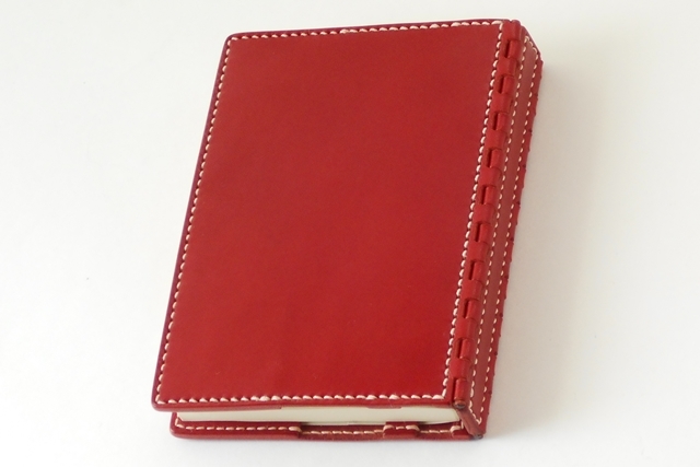 蝶番のレザーブックカバー Red 1