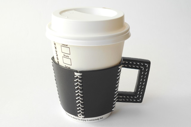 五角のレザーカップスリーブ Black 1