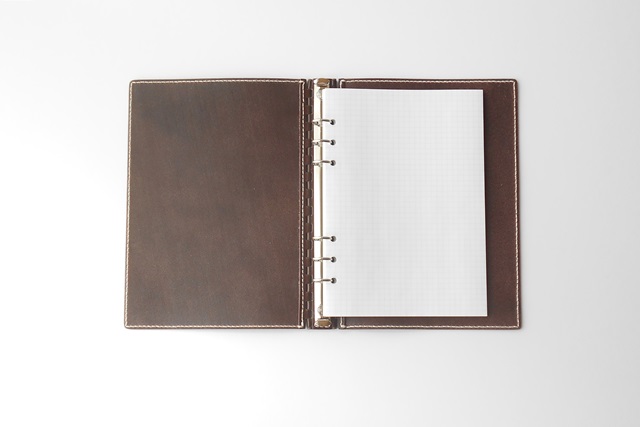 A5 レザー蝶番のシステム手帳 Brown 1