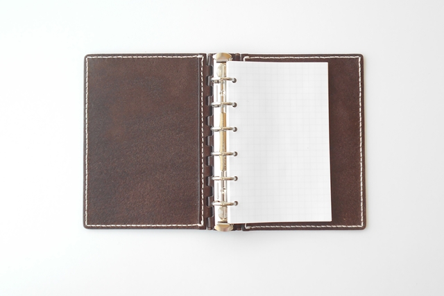 ミニ６穴 レザー蝶番のシステム手帳 Brown 1
