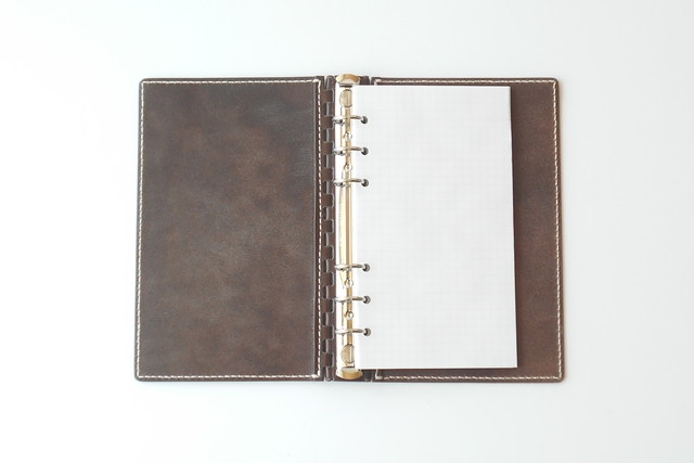 バイブル レザー蝶番のシステム手帳 Brown 1