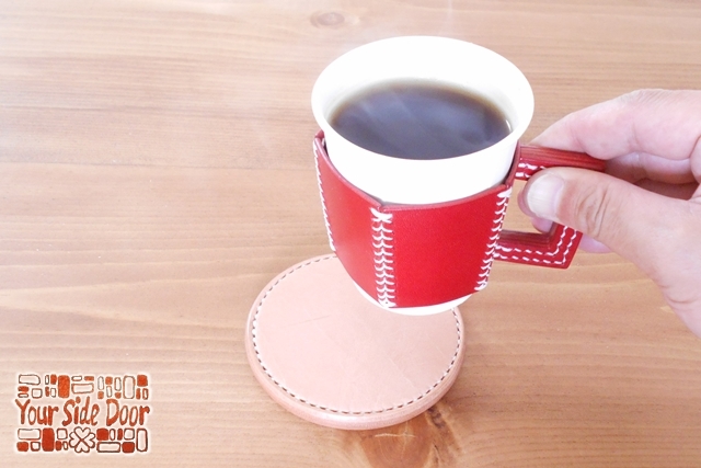 五角のレザーカップスリーブ Red 2