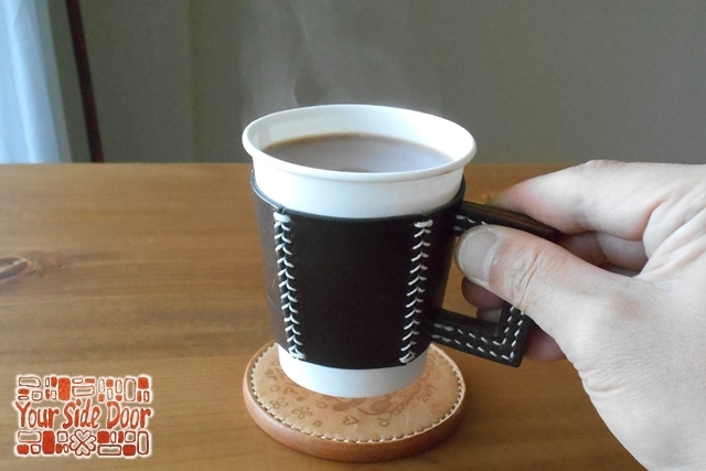 五角のレザーカップスリーブ Brown 2