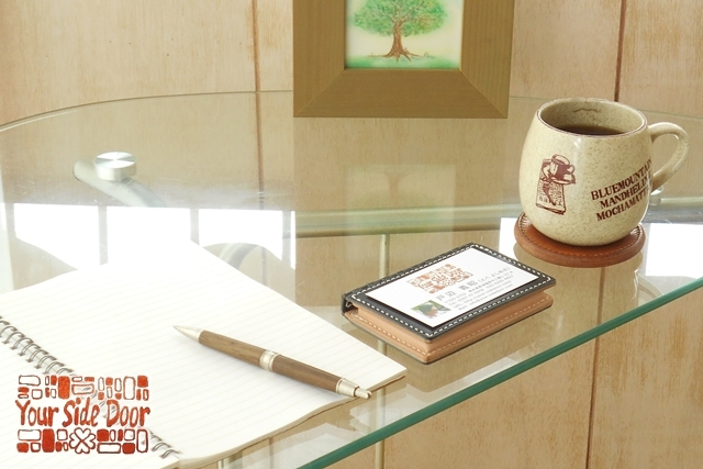 レザー蝶番の名刺入れ Navy × Natural 2