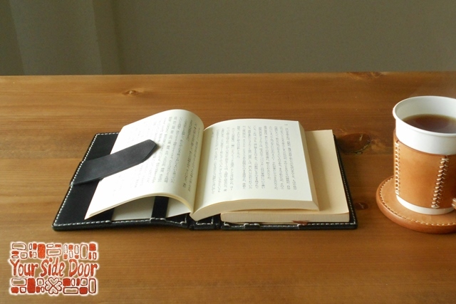 蝶番のレザーブックカバー Black 2