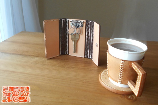 レザー蝶番の4連キーケース Brown × Natural 2