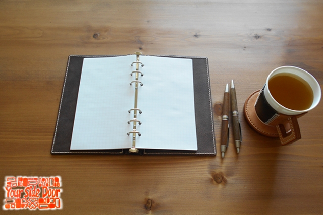 バイブル レザー蝶番のシステム手帳 Brown 2