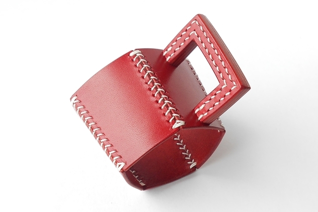 五角のレザーカップスリーブ Red 3