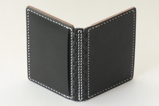 レザー蝶番の名刺入れ Navy × Natural 3