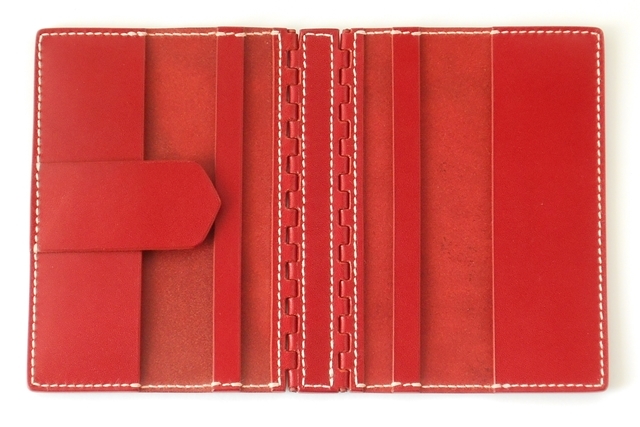 蝶番のレザーブックカバー Red 3