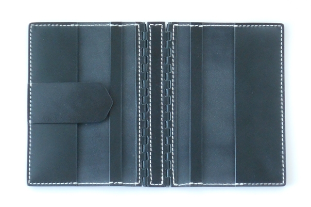 蝶番のレザーブックカバー Navy 3