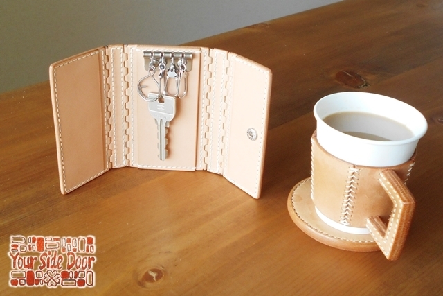 レザー蝶番の4連キーケース Natural 3