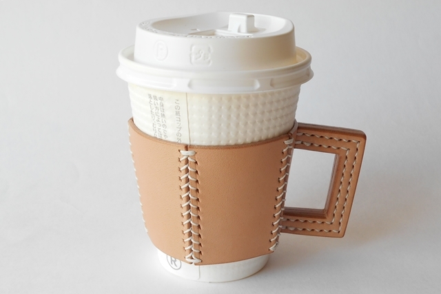 五角のレザーカップスリーブ Natural 4