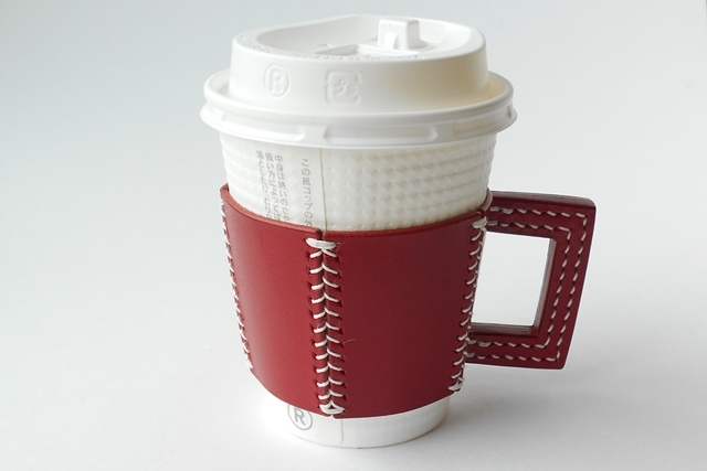 五角のレザーカップスリーブ Red 4