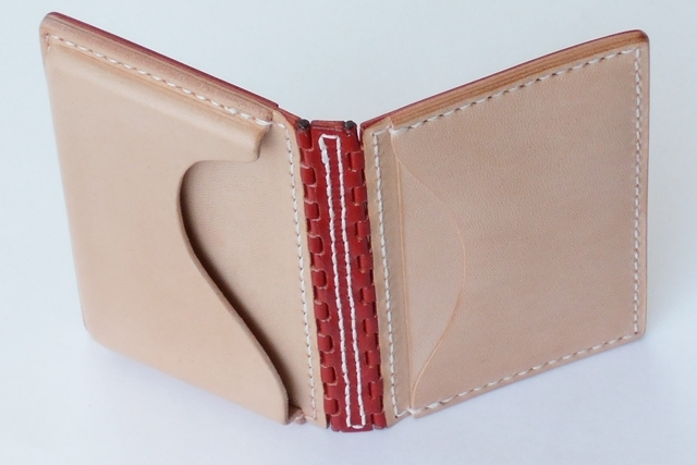 レザー蝶番の名刺入れ Red × Natural 4