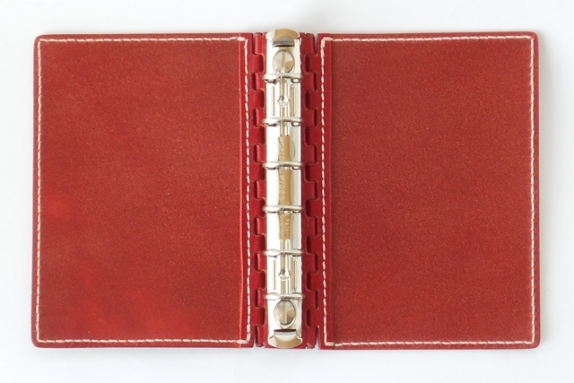 ミニ６穴 レザー蝶番のシステム手帳 Red 4