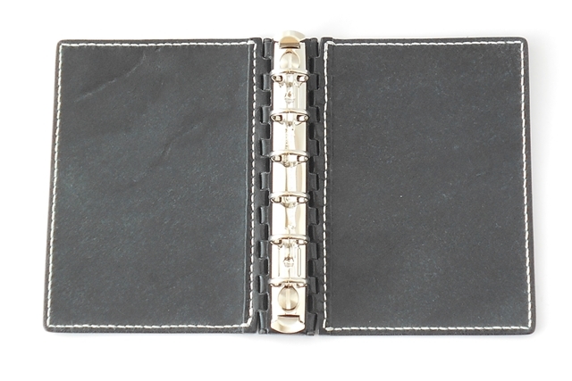 ミニ６穴 レザー蝶番のシステム手帳 Navy 4