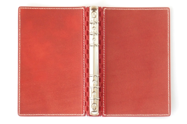 バイブル レザー蝶番のシステム手帳 Red 4