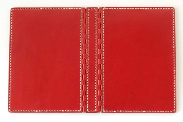 蝶番のレザーブックカバー Red 4