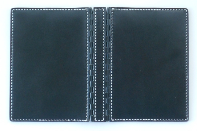 蝶番のレザーブックカバー Navy 4