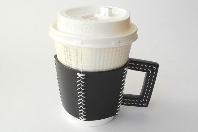 五角のレザーカップスリーブ Black 4