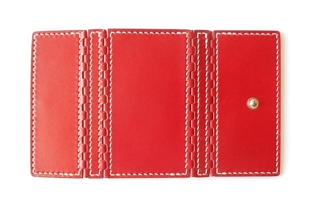 レザー蝶番の4連キーケース Red × Natural 4