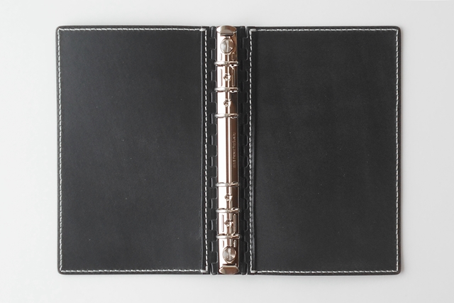 バイブル レザー蝶番のシステム手帳 Black 4