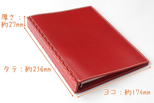A5 レザー蝶番のシステム手帳 Red 5
